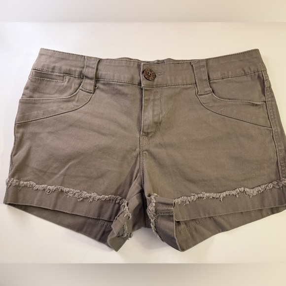 Be Bop Brown Cotton Blend Fringe Stretch Short Shorts Size 9 - Picture 1 of 12